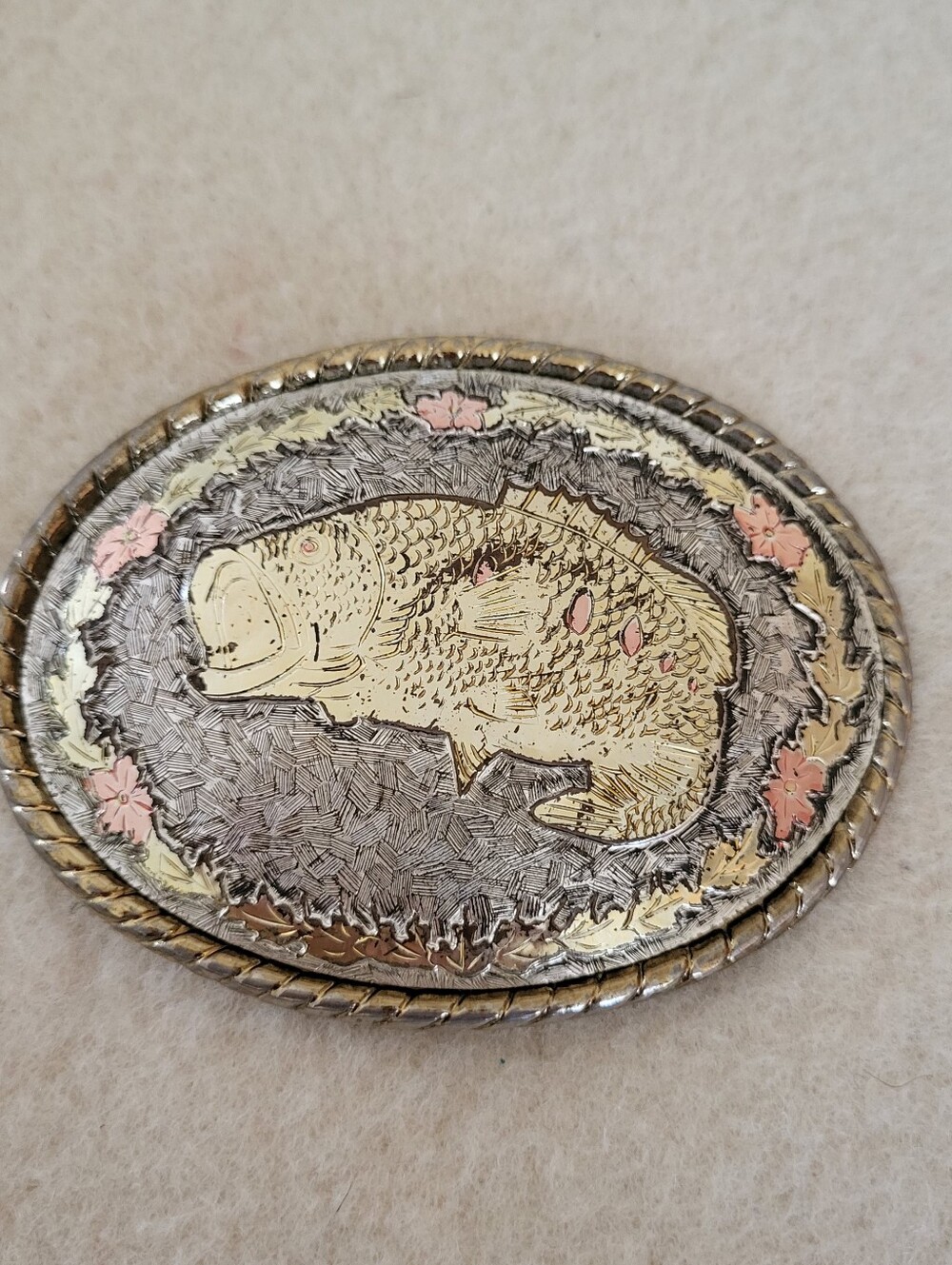 Vintage USA Mixed Metal Bass Fishing Belt Buckle